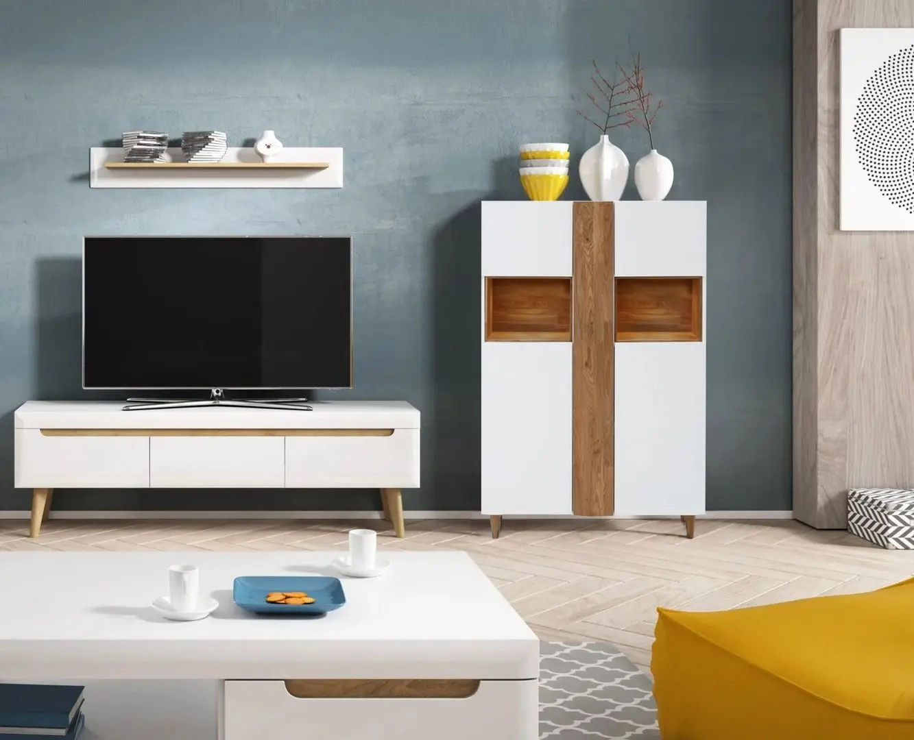 Tumba Home Affaire Premium Jonte 130x38 (White/Brown)