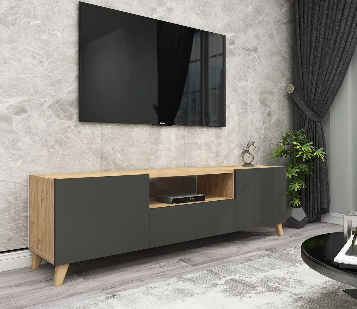 Tumba pentru TV Bofigo 46x140 (Pine/Anthracite)