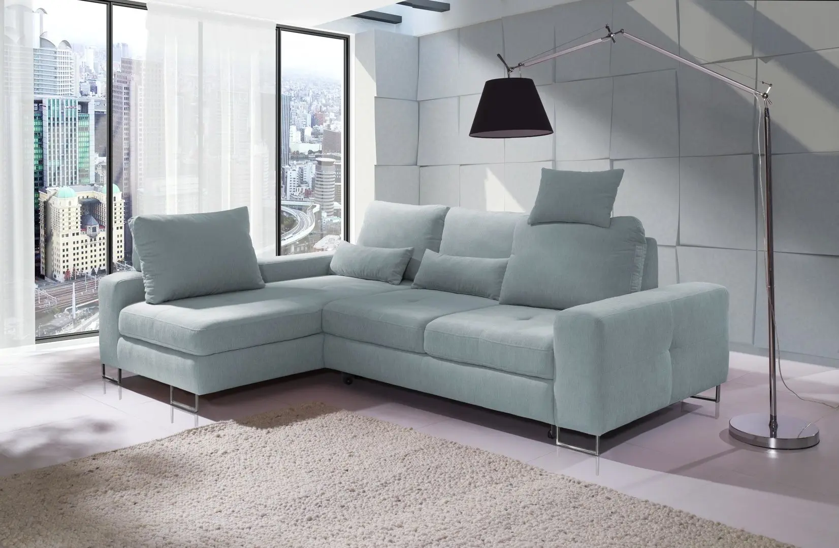 Canapea de colt extensibila Mobhaus Sati Left (Mint)