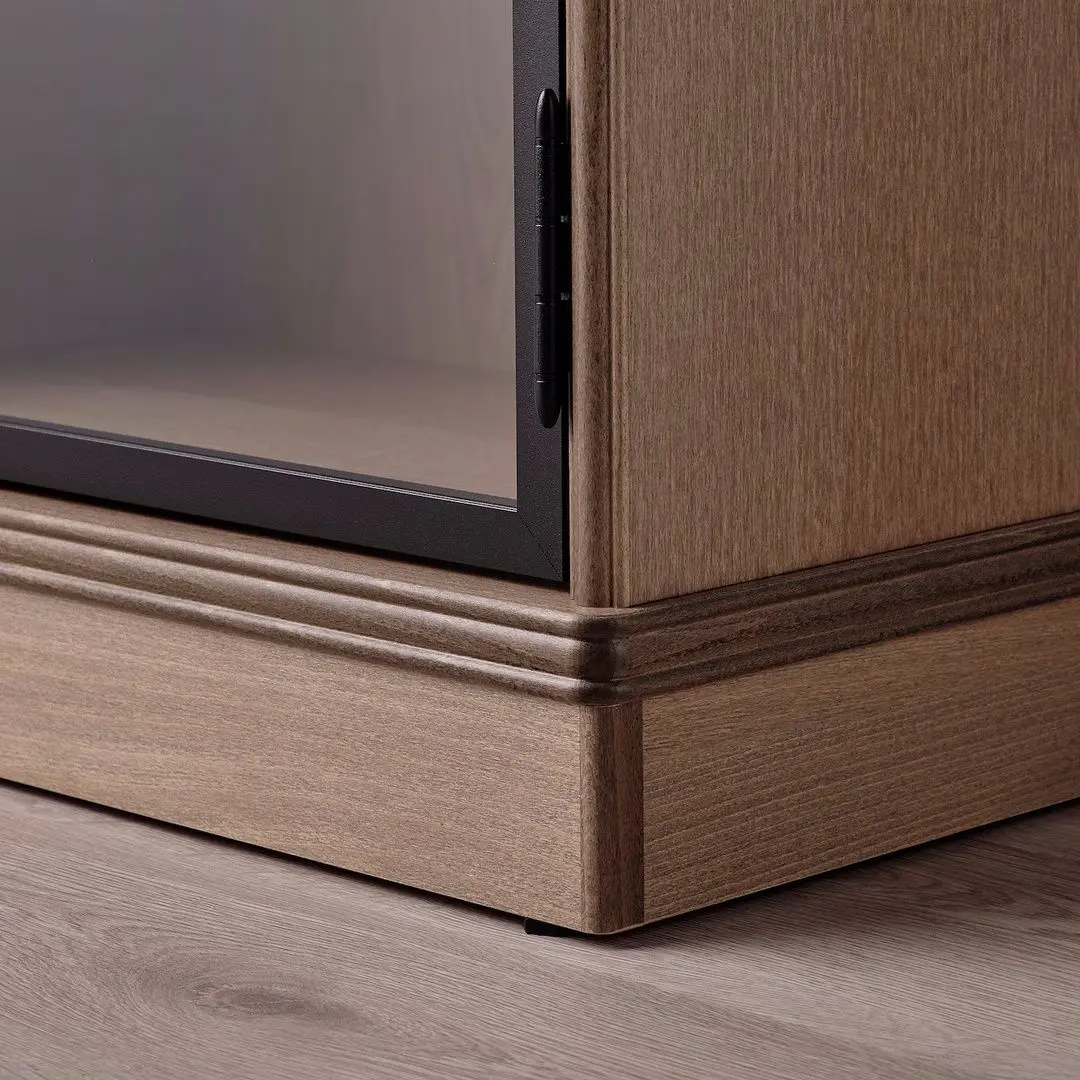 Vitrina Ikea Lanesund uşi de sticlă 121x37x152 (Gri-Maro)