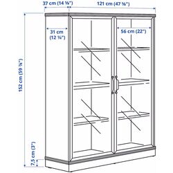 Vitrina Ikea Lanesund uşi de sticlă 121x37x152 (Gri-Maro) Thumb