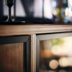 Vitrina Ikea Lanesund uşi de sticlă 121x37x152 (Gri-Maro) Thumb