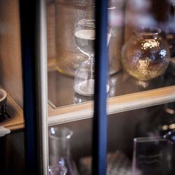 Vitrina Ikea Lanesund uşi de sticlă 121x37x152 (Gri-Maro) Thumb