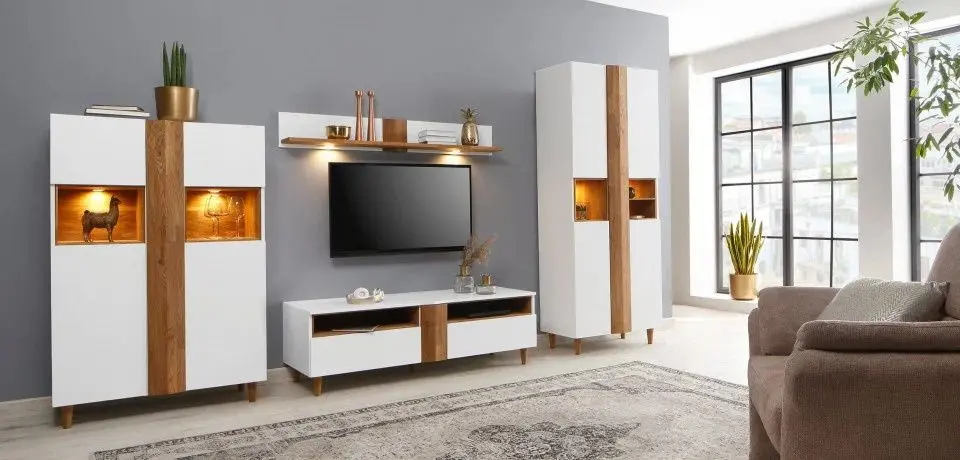 Tumba Home Affaire Premium Jonte 130x38 (White/Brown)