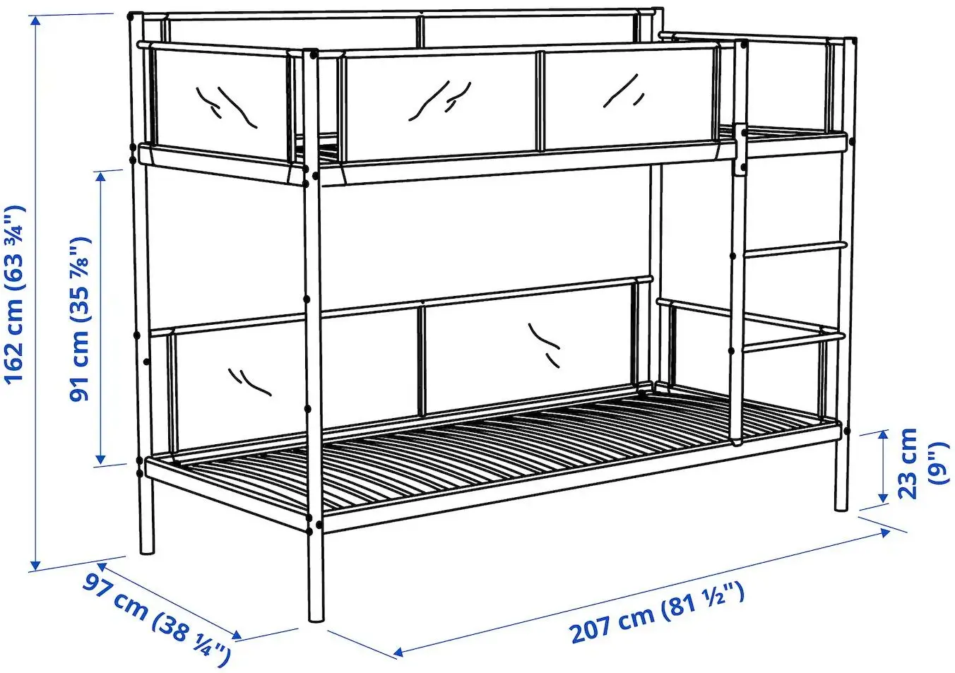 Pat suprapus Ikea Vitval 90x200 (Alb/Gri)