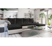 Canapea in forma de U Space Meble Tripolis U Kornet 10/D511/Kornet 18 (Black/White/Gray Light)