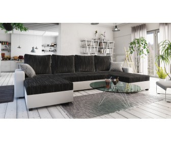 Canapea in forma de U Space Meble Tripolis U Kornet 10/D511/Kornet 18 (Black/White/Gray Light)