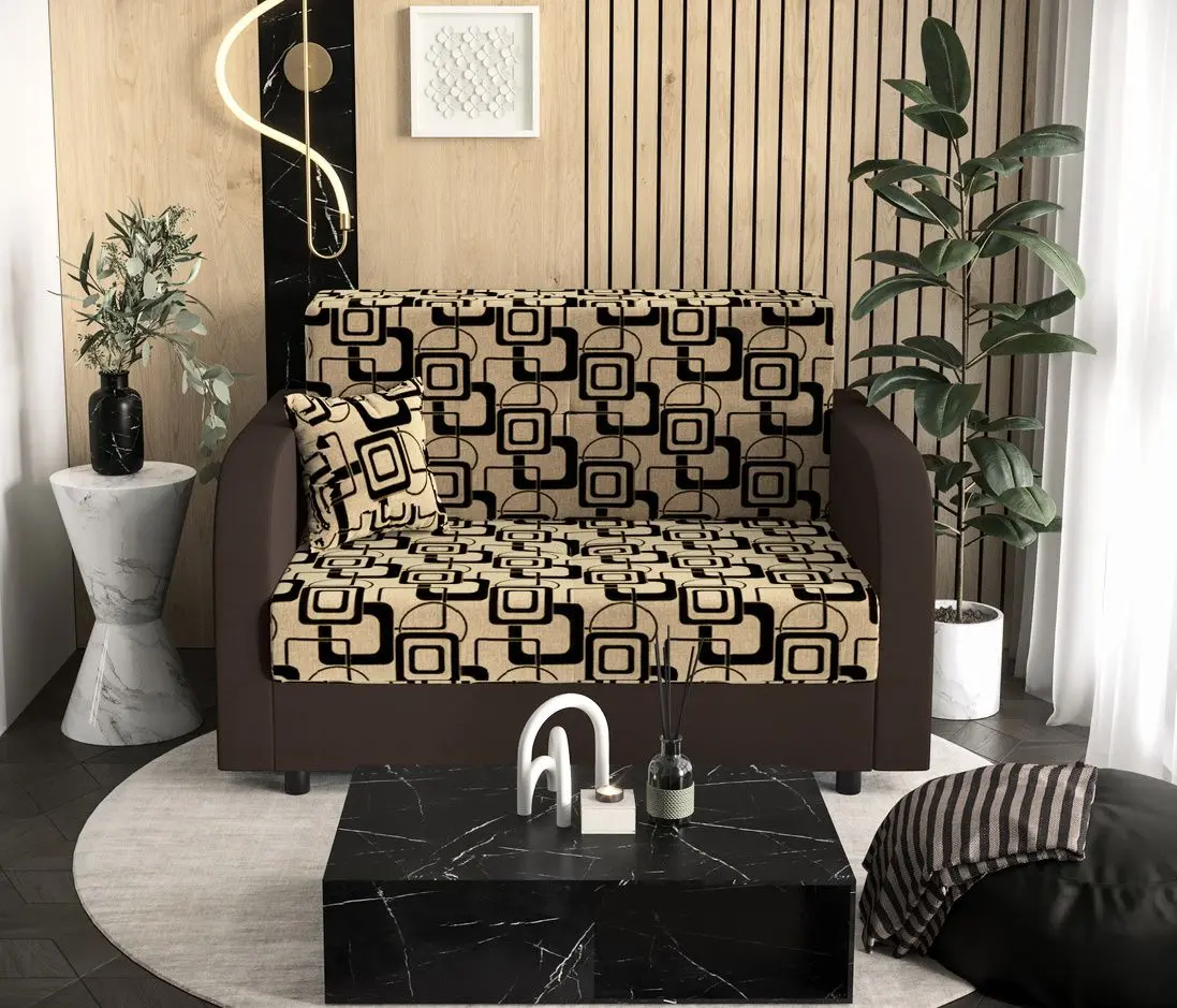 Диван Space Meble Amerykanka Twice 120 Quadro 48/Rainbow 20 (Beige/Brown)