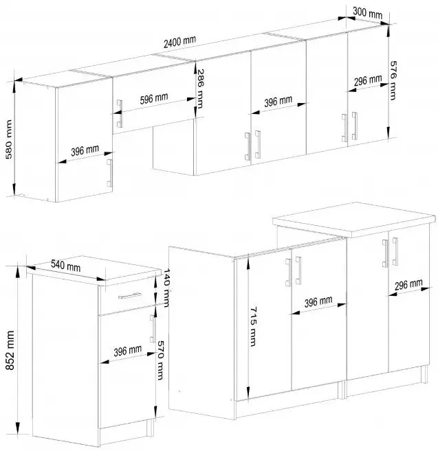 Bucatarie Akord Lima 2.4m (Sonoma Oak)