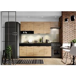 Bucatarie Stolkar Basic Line Elena 1.8/2.4m (Artisan Oak/Black)