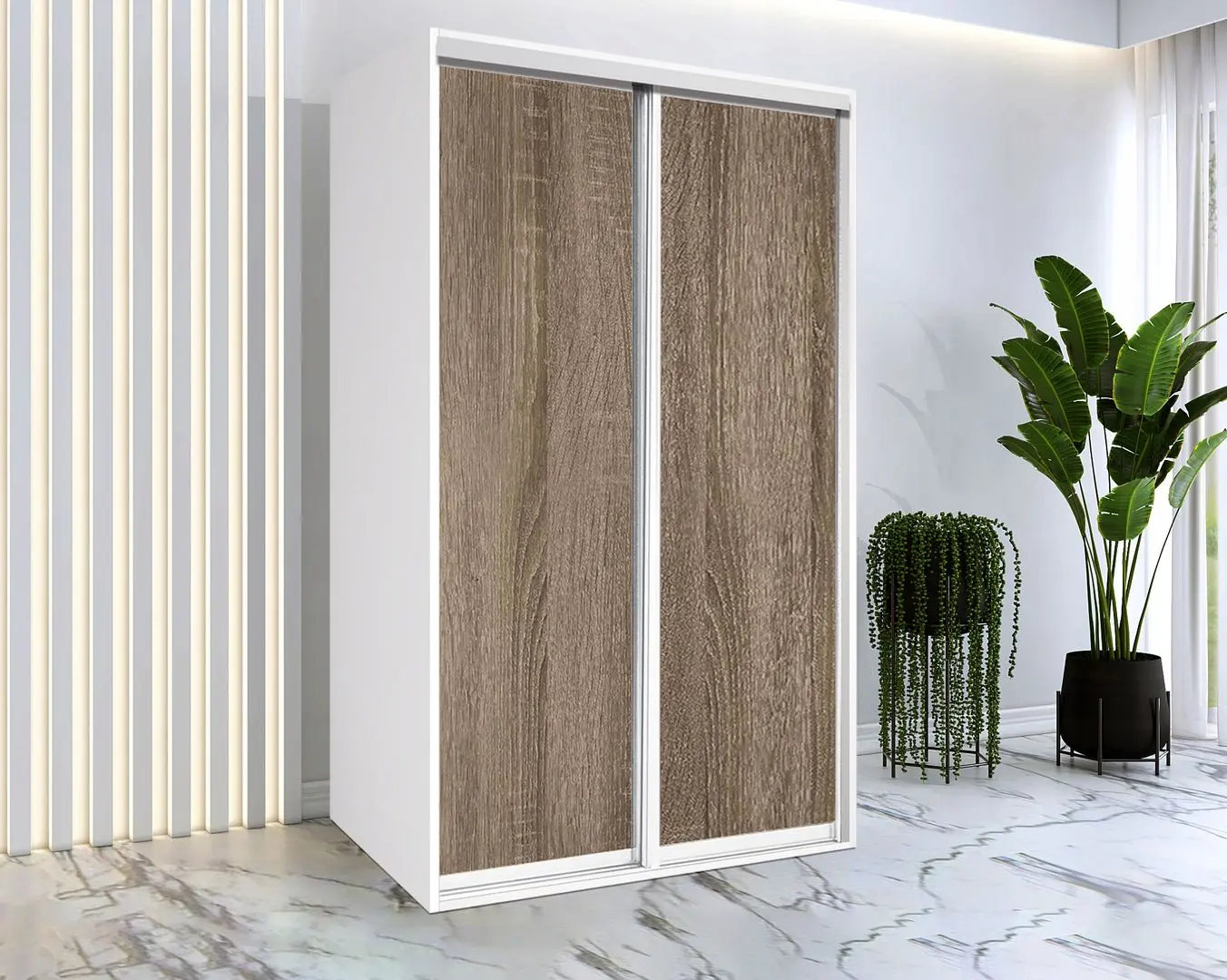 Dulap-cupe Modern Braun Top 2 160x210x45 2 PAL (White/Sonoma Oak Truffle)