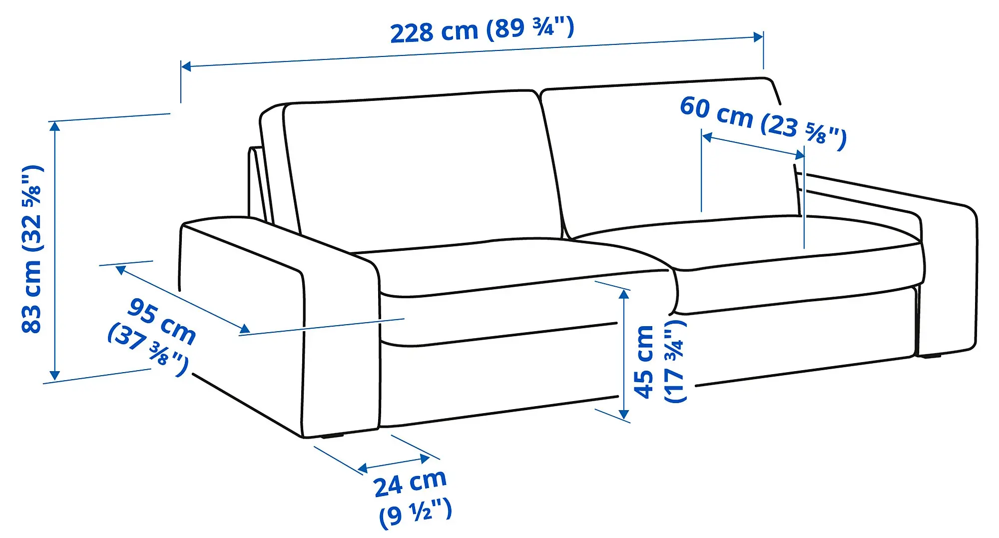Canapea Ikea Kivik/Grann/Bomstad 3 locuri (Negru)
