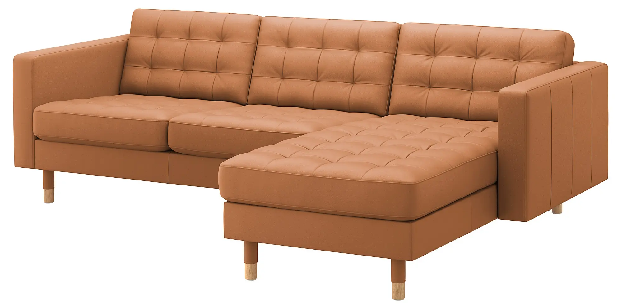 Canapea Ikea Landskrona/Grann/Bomstad 3-locuri/sezlong/lemn (Maro-auriu) - 2