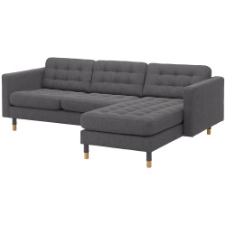 Диван угловой Ikea Landskrona/Gunnared 3-местный/шезлонг/дерево (Темно-серый) Thumb