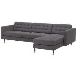 Canapea Ikea Landskrona/Gunnared 4-locuri/sezlong/metal (Gri inchis) Thumb