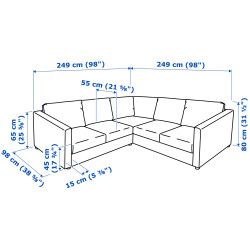 Canapea de colt Ikea Vimle/Grann/Bomstad 4 locuri (Negru) Thumb