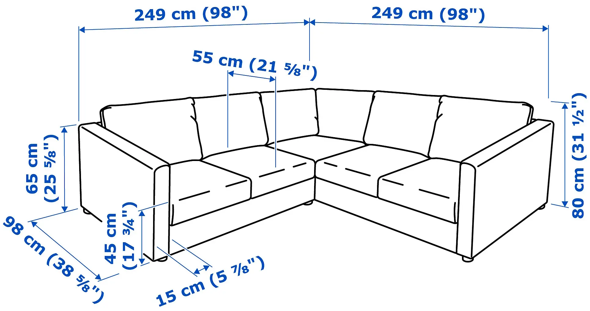Canapea de colt Ikea Vimle/Grann/Bomstad 4 locuri (Negru)