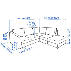 Canapea de colt Ikea Vimle/Grann/Bomstad 4-locuri/capat deschis (Negru) Thumb
