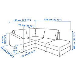 Canapea de colt Ikea Vimle/Grann/Bomstad 3-locuri/capat deschis (Negru) Thumb