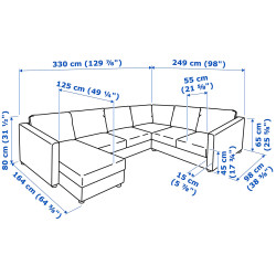 Canapea de colt Ikea Vimle/Grann/Bomstad 5-locuri cu sezlong (Negru) Thumb