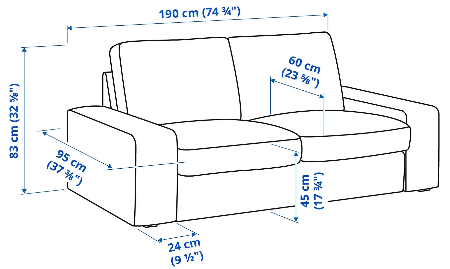 Canapea Ikea Kivik/Grann/Bomstad 2 locuri (Negru)
