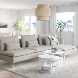 Canapea de colt Ikea Soderhamn/Viarp 4-locuri/sezlong/capat deschis (Bej-maro)