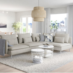 Диван угловой Ikea Soderhamn/Viarp 4-местный/открытая боковина (Бежево-коричневый)