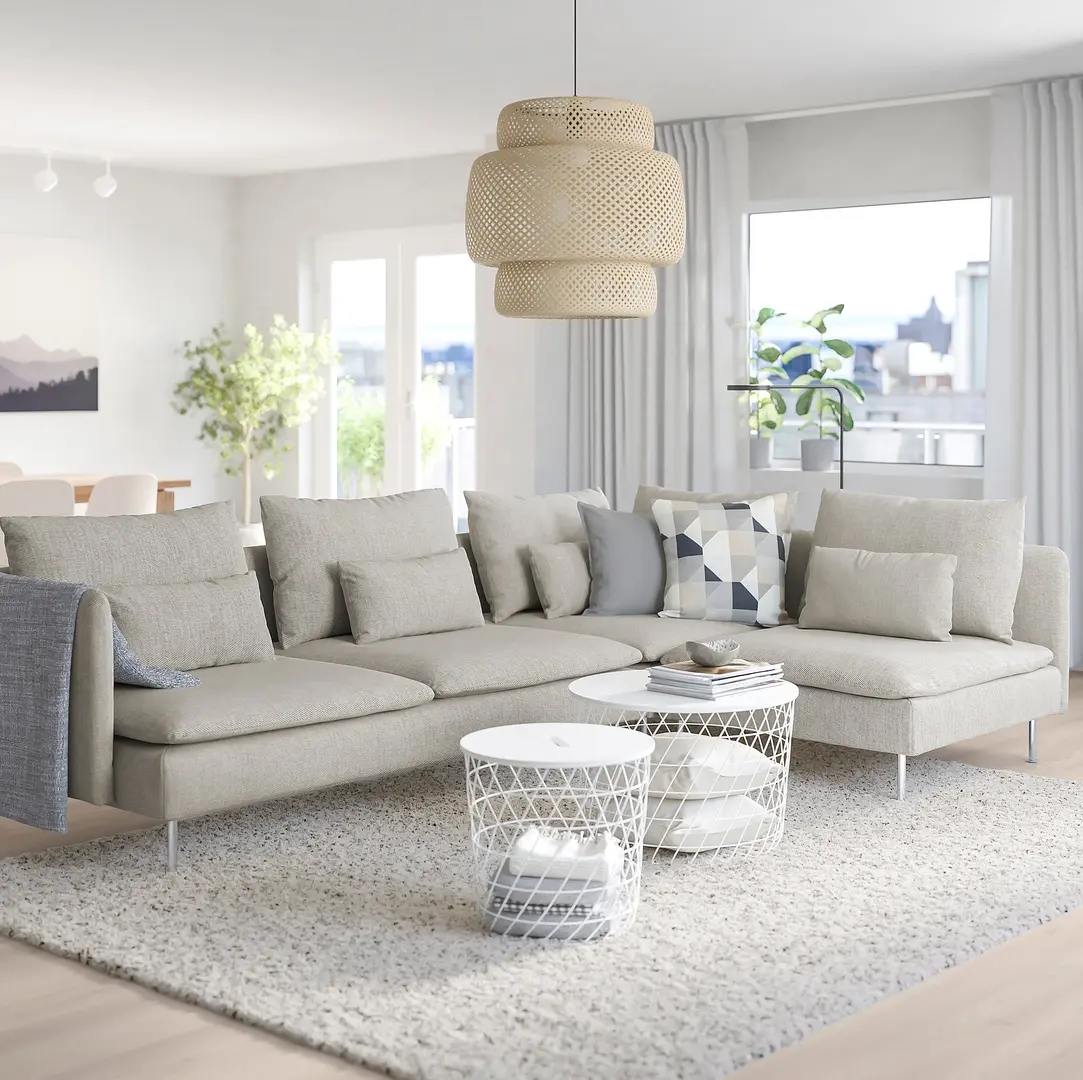 Canapea de colt Ikea Soderhamn/Viarp 4-locuri/capat deschis (Bej-maro)