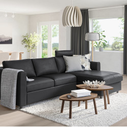 Диван угловой Ikea Vimle/Grann/Bomstad 3-местный/шезлонг/подголовник (Черный)