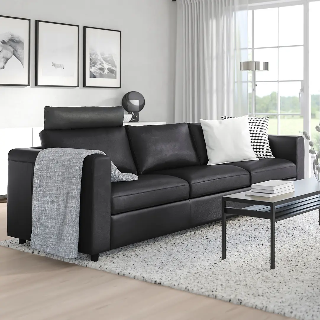Диван Ikea Vimle/Grann/Bomstad 3-местный/подголовником (Черный)