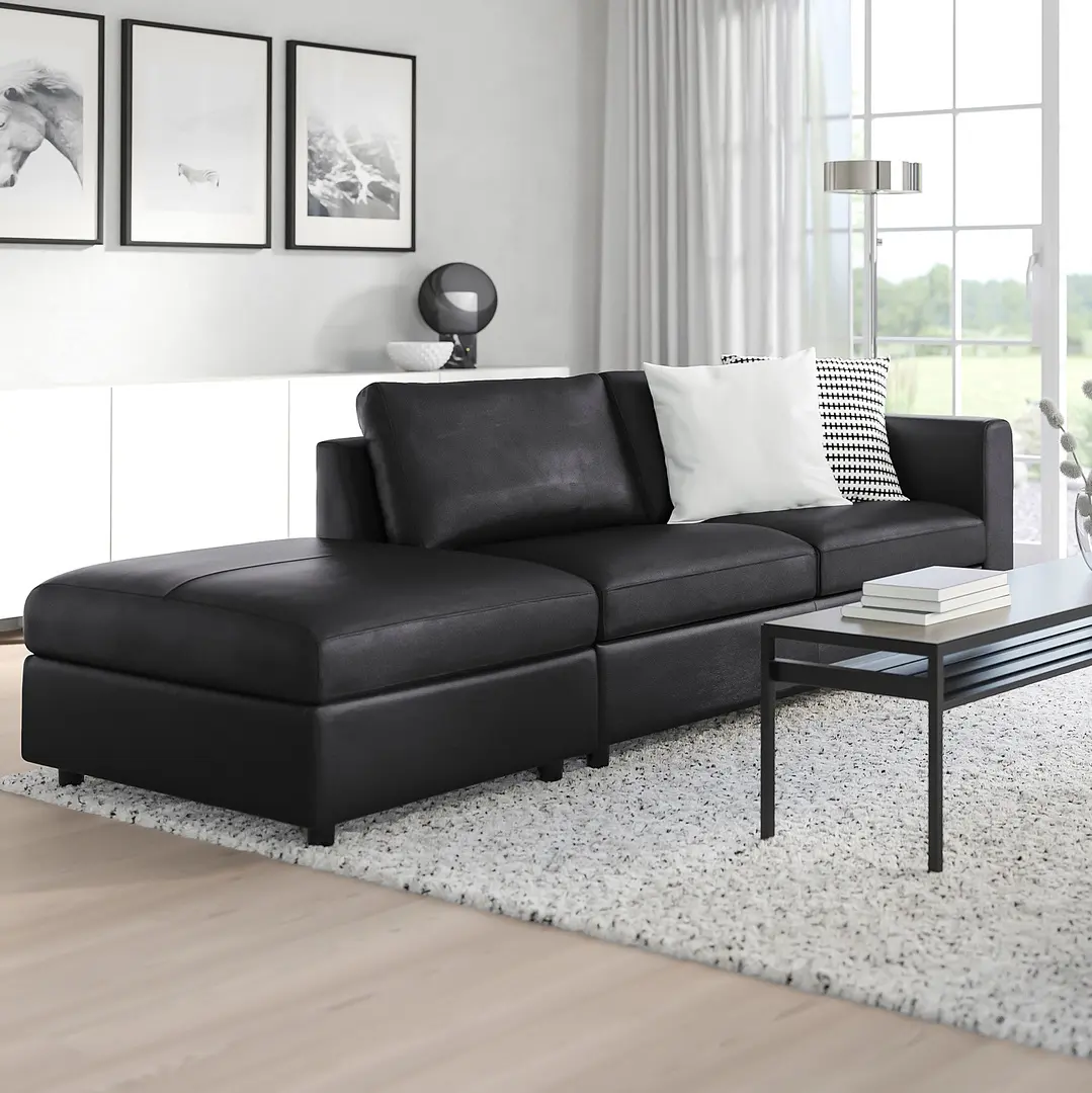 Canapea Ikea Vimle/Grann/Bomstad 3 locuri/capat deschis (Negru)