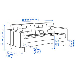 Диван Ikea Landskrona/Grann/Bomstad 3-местный/металл (Золотисто-коричневый) Thumb