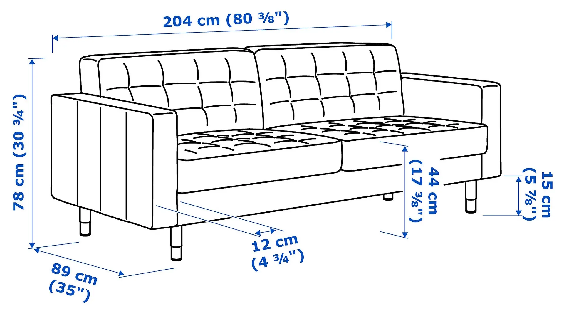 Диван Ikea Landskrona/Gunnared 3-местный/дерево (Темно-серый)