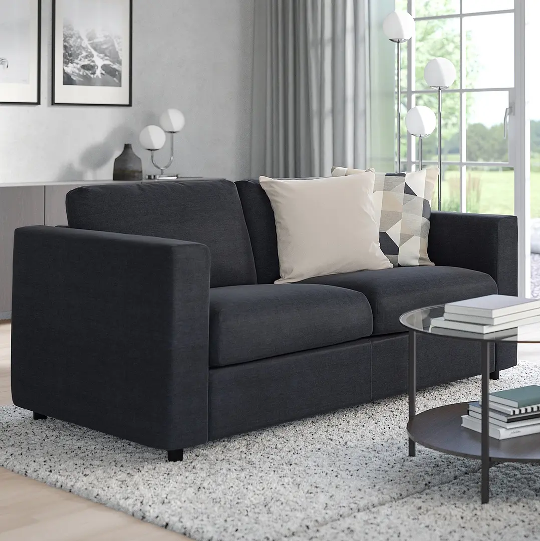 Canapea Ikea Vimle/Saxemara 2 locuri (Negru-albastru)