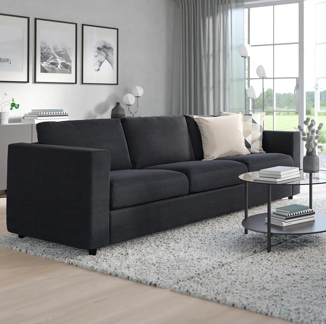 Canapea Ikea Vimle/Saxemara 3 locuri (Negru-albastru)