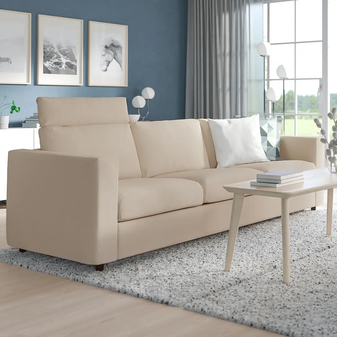 Canapea Ikea Vimle/Hallarp 3 locuri/tetiera (Bej)