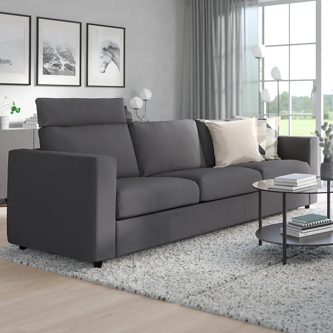 Canapea Ikea Vimle/Hallarp 3 locuri/tetiera (Gri)