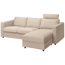 Диван угловой Ikea Vimle/Hallarp 3-местный/подголовник/шезлонг (Бежевый) Thumb