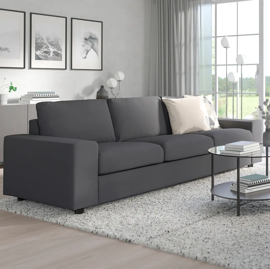 Canapea Ikea Vimle/Hallarp 3 locuri/brate late (Gri)
