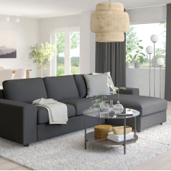 Canapea de colt Ikea Vimle/Hallarp 3 locuri/sezlong/brate late (Gri)