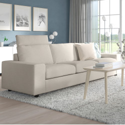 Canapea Ikea Vimle/Gunnared 3 locuri/tetiera/brate late (Bej)