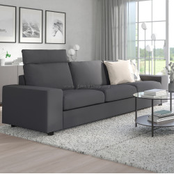 Canapea Ikea Vimle/Hallarp 3 locuri/tetiera/brate late (Gri)