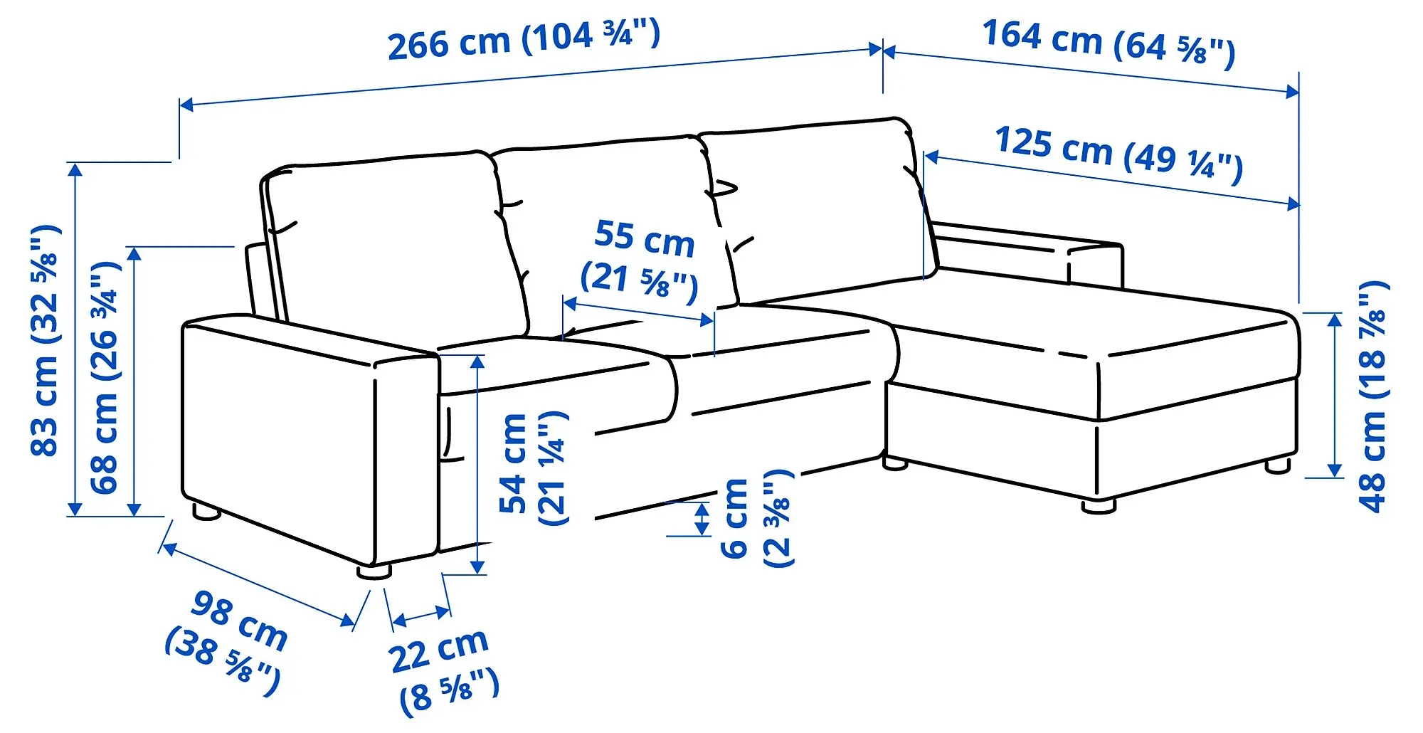 Canapea de colt Ikea Vimle/Hallarp 3 locuri/sezlong/brate late/tetiera (Bej)