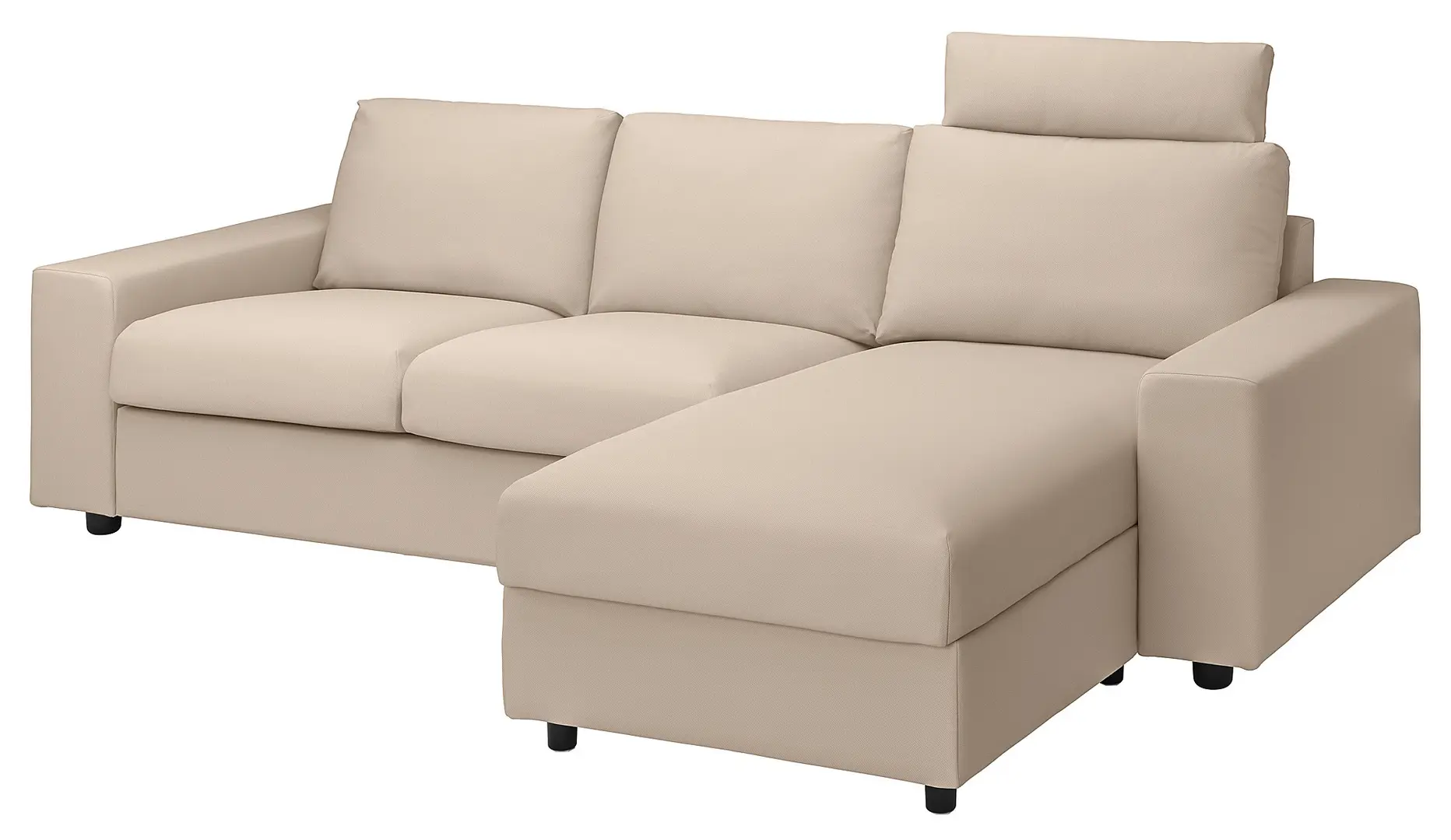 Canapea de colt Ikea Vimle/Hallarp 3 locuri/sezlong/brate late/tetiera (Bej)
