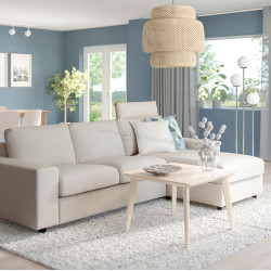 Canapea de colt Ikea Vimle/Gunnared 3 locuri/sezlong/tetiera/brate late (Bej)