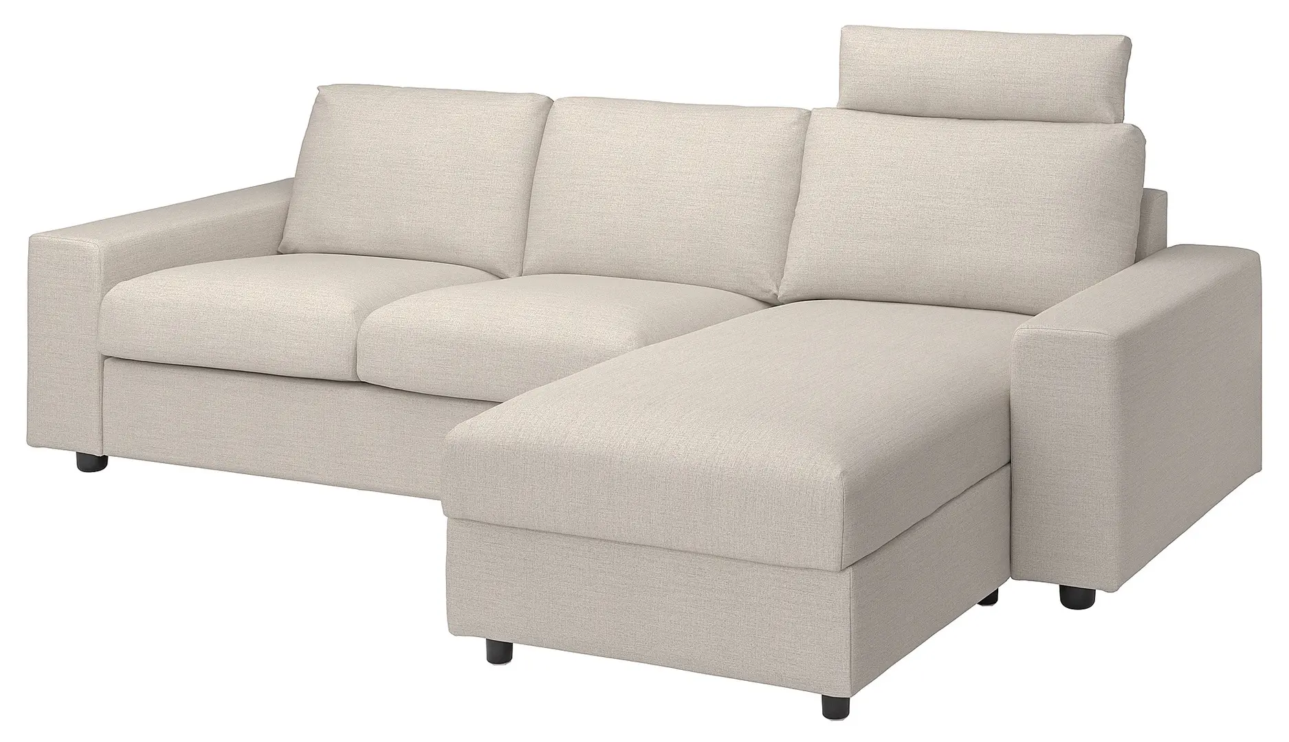 Canapea de colt Ikea Vimle/Gunnared 3 locuri/sezlong/tetiera/brate late (Bej)