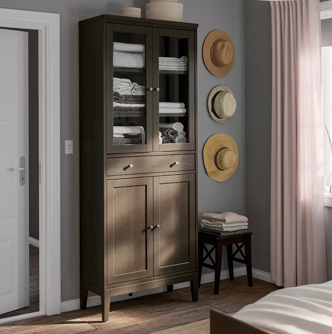 Шкаф-витрина Ikea Idanas 81x39x211 (Темно-коричневый)