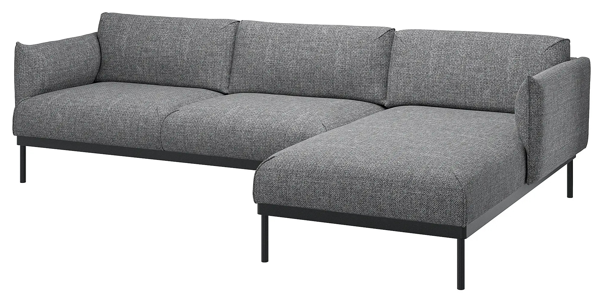 Canapea de colt Ikea Applaryd/Lejde 3 locuri/sezlong (Gri-negru) - 3