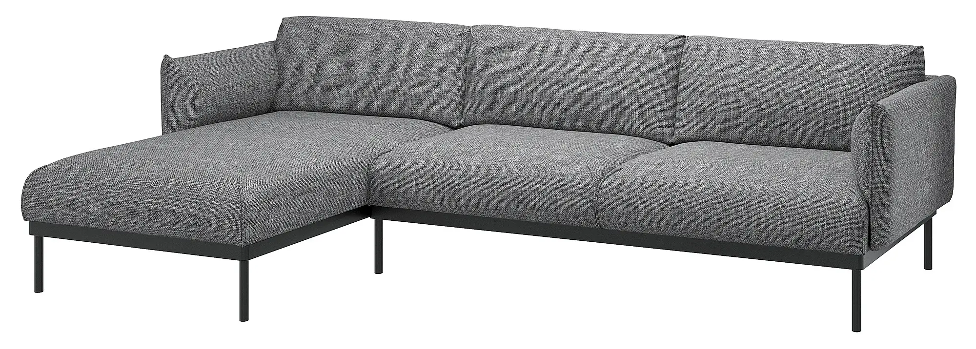 Canapea de colt Ikea Applaryd/Lejde 3 locuri/sezlong (Gri-negru) - 2