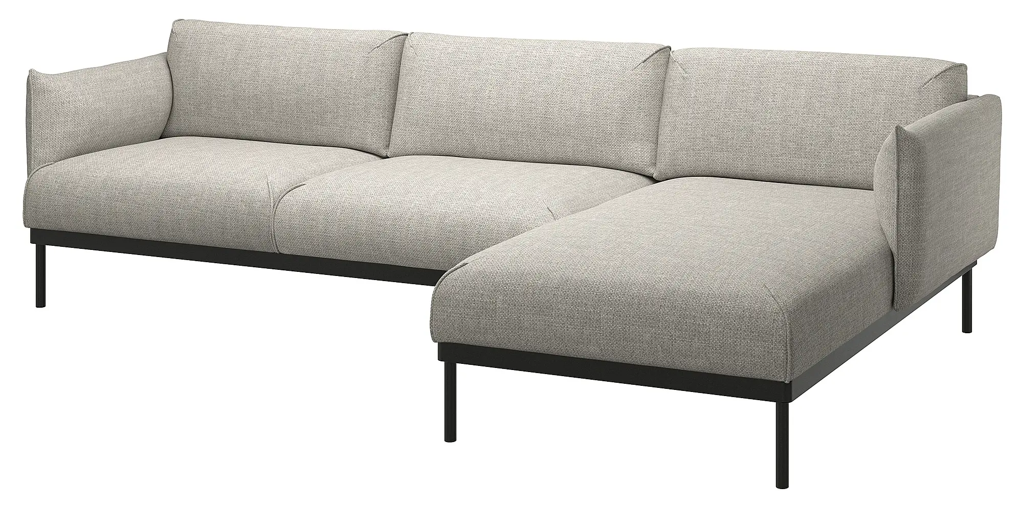 Canapea de colt Ikea Applaryd/Lejde 3 locuri/sezlong (Gri)